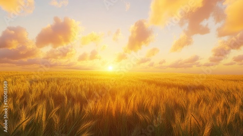 A breathtaking sunset over golden fields, showcasing nature's beauty and tranquility.