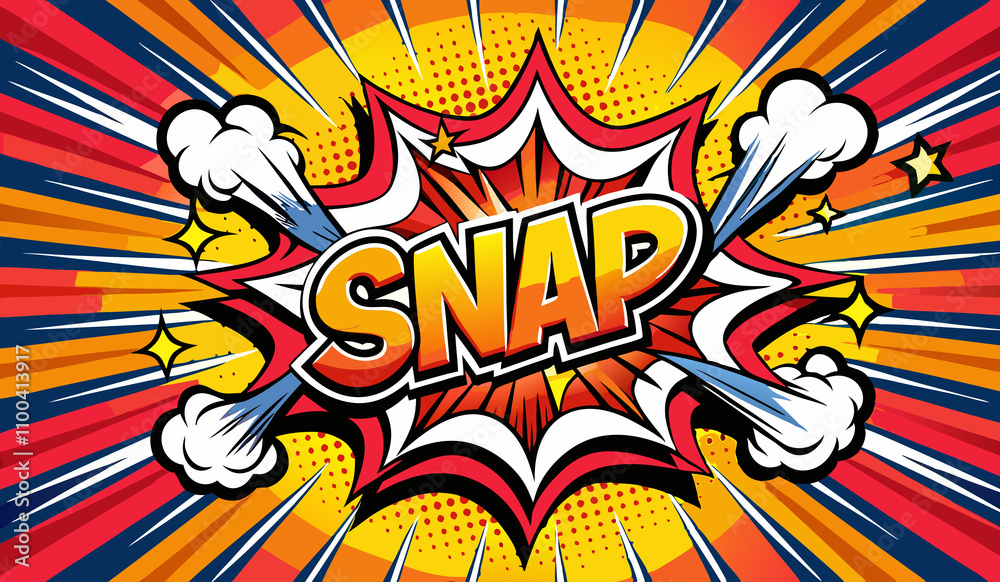 Fototapeta premium Comic book style explosion with 'Snap' text. 