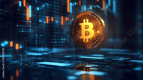 Bitcoin blockchain cryptocurrency mining technology,  digital background, symbolizing wealth and future investments and finance