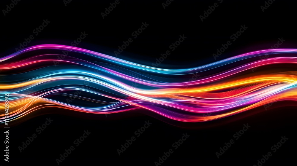 High energy visual featuring flowing neon trails in AI generated illustration High energy visual featuring flowing neon trails in AI generated illustration