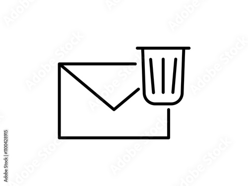 delete message icon, envelope mail message icon with trash can vector illustration, isolated on white photo