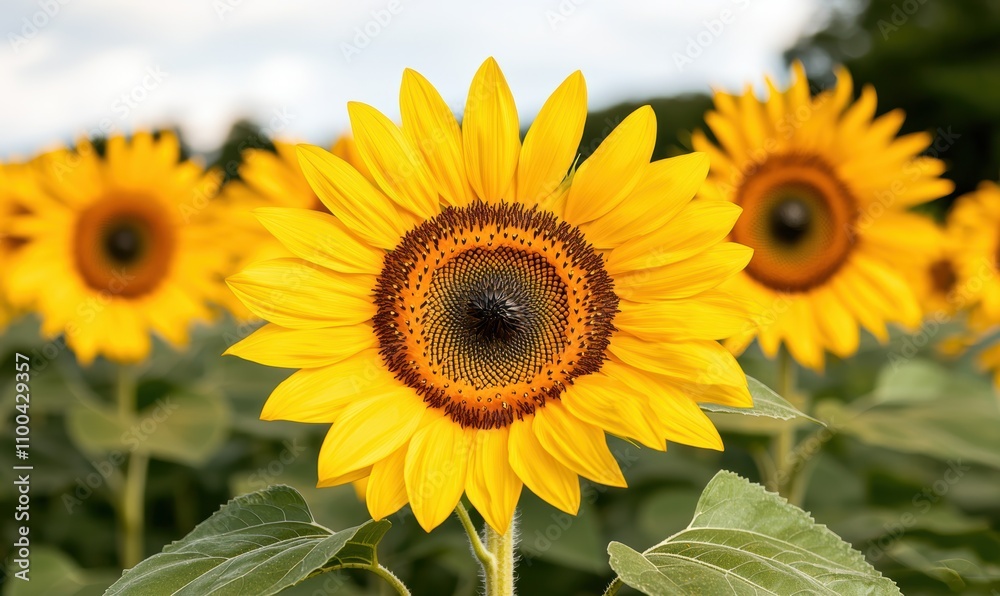 Fototapeta premium Vibrant sunflower in a field