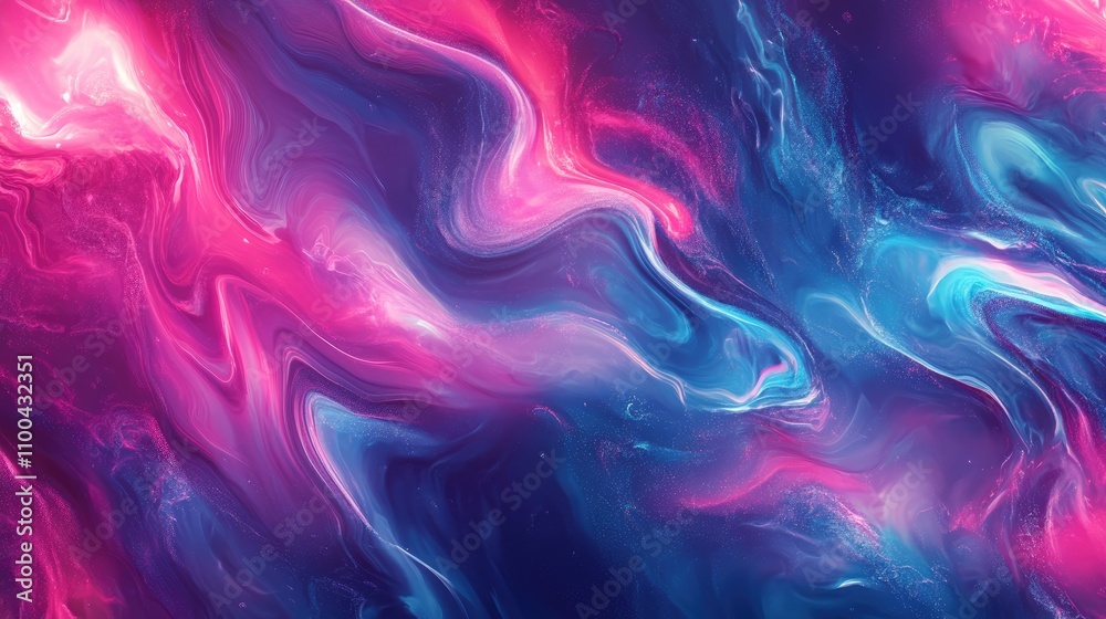 Obraz premium Vibrant abstract pattern with swirling colors of pink, blue, and purple, creating a mesmerizing fluid appearance.