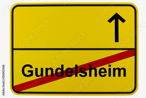 Illustration eines Ortsausgangsschildes von Gundelsheim in Baden-Württemberg	 photo