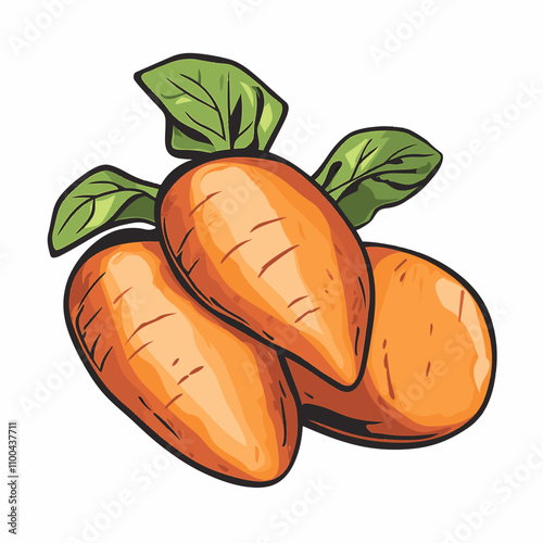 sweet potato flat design vector illustration isolated on white background. Natural organic cooking ingredient for restaurant, food recipe or healthy eating concept. healthy vegan natural food