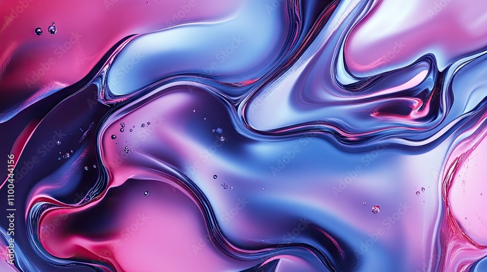Obraz premium Abstract fluid art in shades of pink and blue, creating a smooth and captivating design.