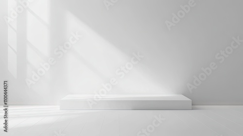 Wallpaper Mural A minimalist white space featuring a sleek platform bathed in soft light. Torontodigital.ca