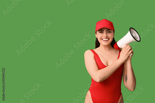 Female lifeguard with megap...