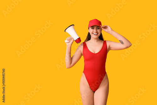 Female lifeguard with megap...