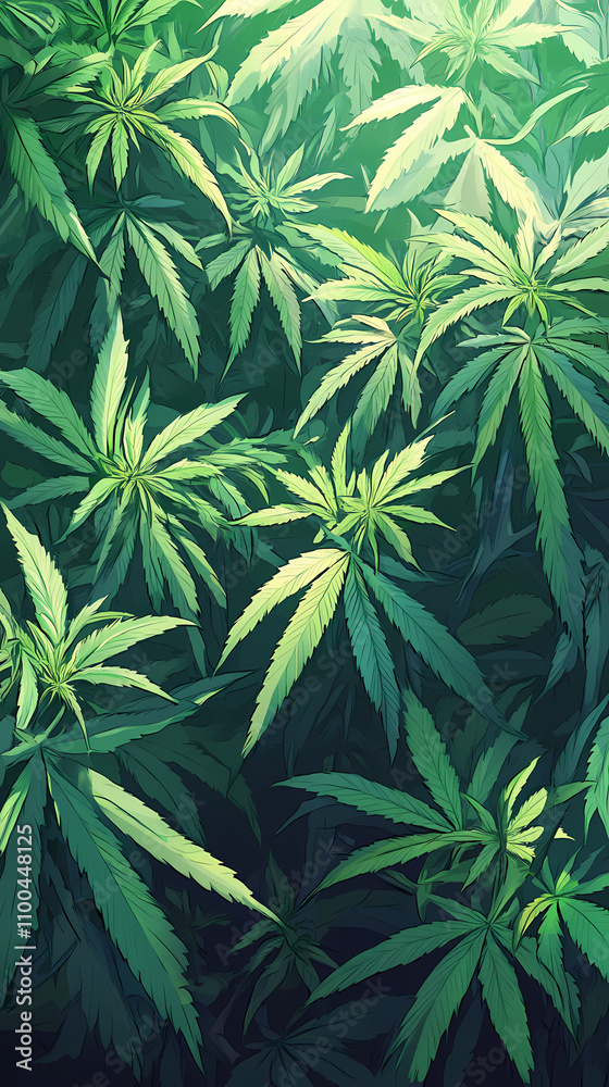 Anime Manga Illustration with Weed Vibes and Marihuana Aesthetic Anime Manga Illustration with Weed Vibes and Marihuana Aesthetic