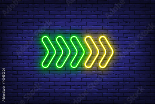 Bright colorful yellow green neon arrow pointer