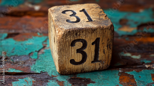 Wooden block with the number 