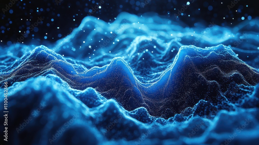 Naklejka premium The image is a blue wave with a lot of white specks