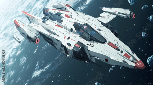 Wallpaper Mural Futuristic Spaceship Anime Manga Illustration with Galactic Vibes Torontodigital.ca