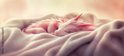 sleeping pink dragon baby fantasy character