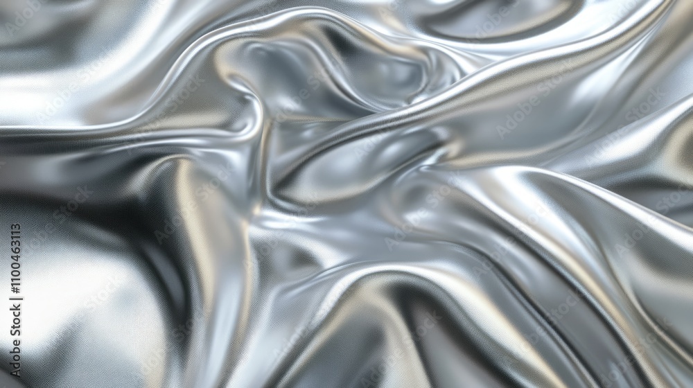 Close-up of elegant silver satin fabric, showcasing intricate folds and a glossy surface. Close-up of elegant silver satin fabric, showcasing intricate folds and a glossy surface.