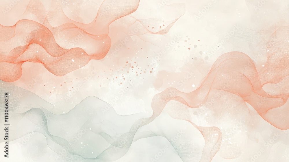 Fototapeta premium Calming wallpaper with flowing liquid patterns and glowing lights on a soft gradient