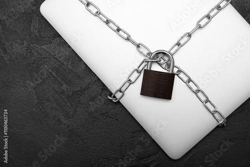 Padlock with laptop and cha...