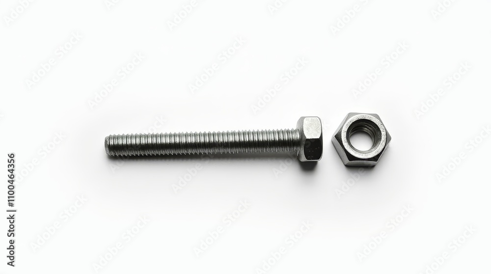 Close-up of a Bolt and Nut Isolated on White Background Close-up of a Bolt and Nut Isolated on White Background