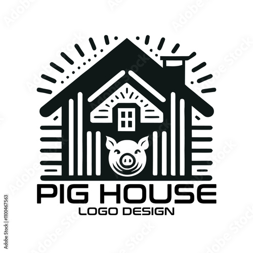 Pig House Vector Logo Design photo