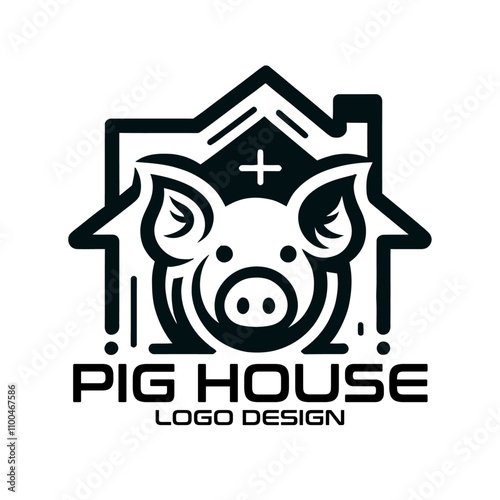 Pig House Vector Logo Design photo