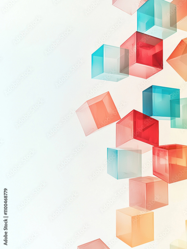 Obraz premium An airy display of translucent pastel cubes arranged in a floating formation, highlighting modern minimalism and abstract design.
