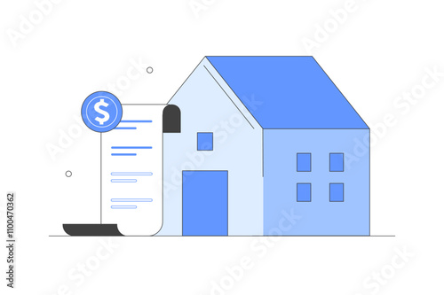 Mortgage concept. Cost of living payment. Calculating utility bills and worrying about costs increase. Flat Cartoon Vector Illustration, icon. Stylish abstract