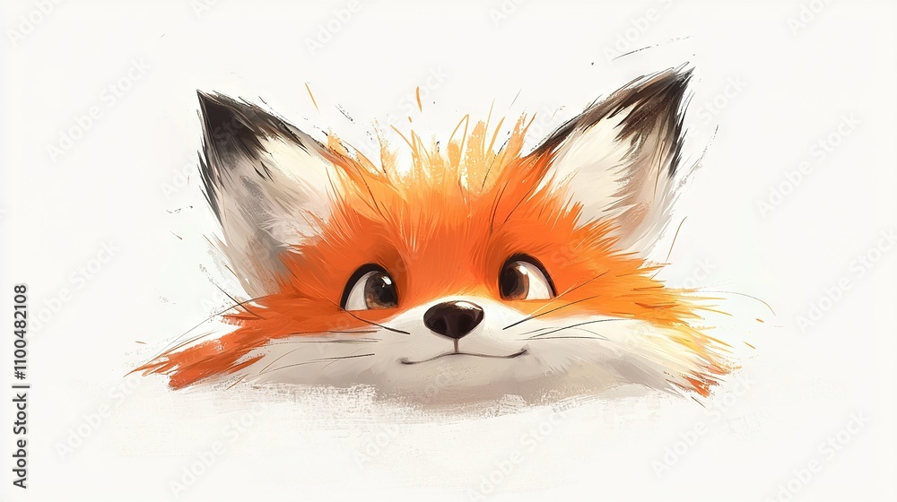 Obraz premium A clear close-up of a red fox's face with white and black stripes around its eyes