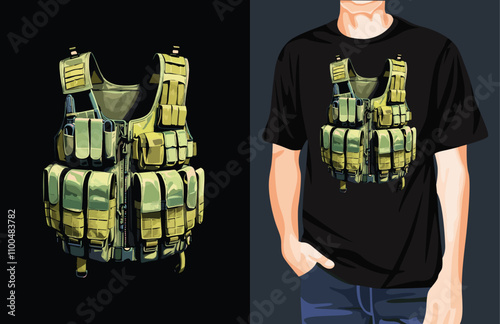 Military airsoft vest t-shirt design