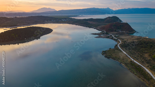 aerial view of the Narta lagoon, near Vlore, Albania