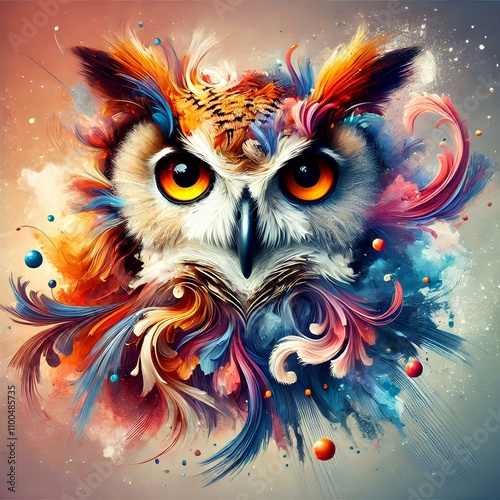 Colorful Owl Vision: A Blend of Nature and Creativity