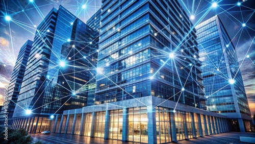 Wallpaper Mural Connected Skyscrapers A Digital Network Visualization, Skyscrapers, Network, Digital, Connectivity Torontodigital.ca