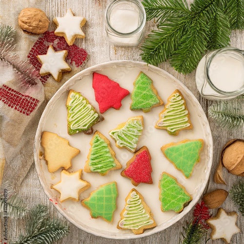 Bunt verzierte Plätzechen für die Weihnachtszeit photo