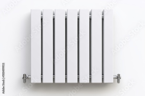 A white radiator with six white metal bars photo