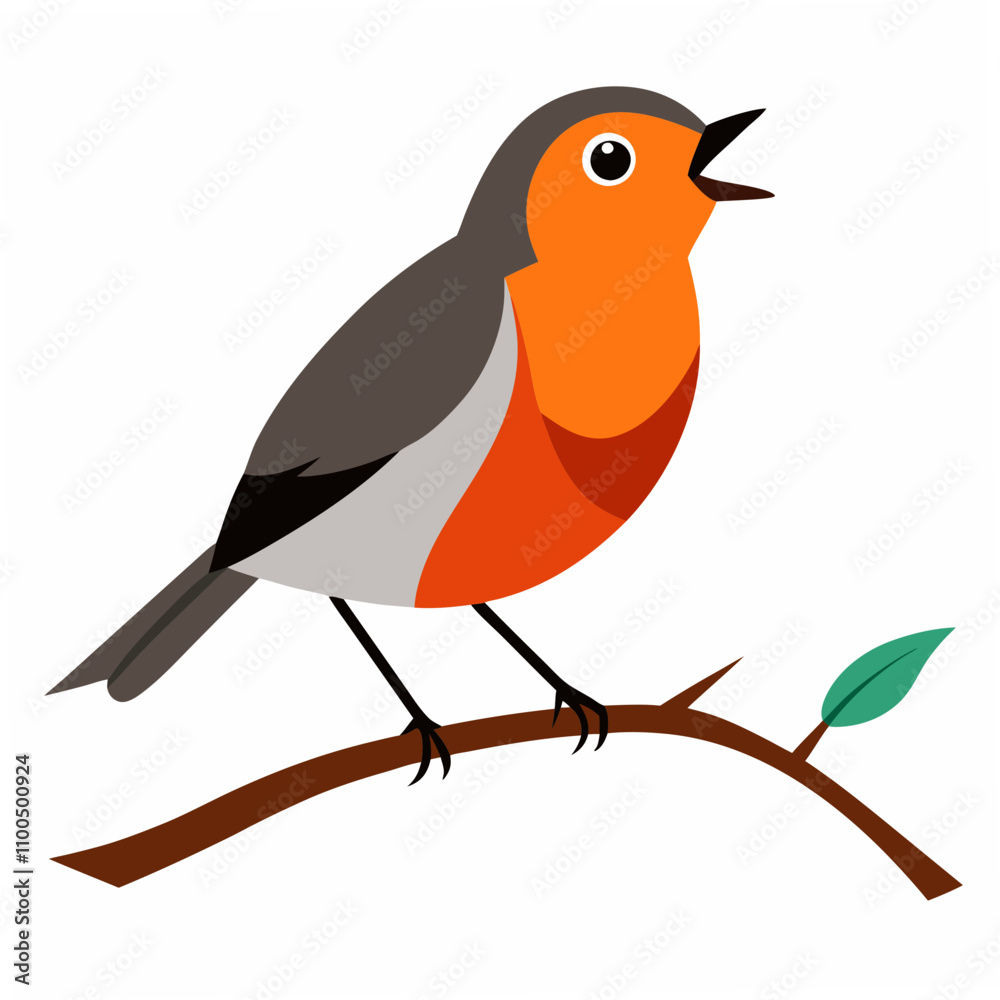 Fototapeta premium A delightful American Robin singing a melodious tune while perched gracefully on a tree branch, embodying the essence of nature.