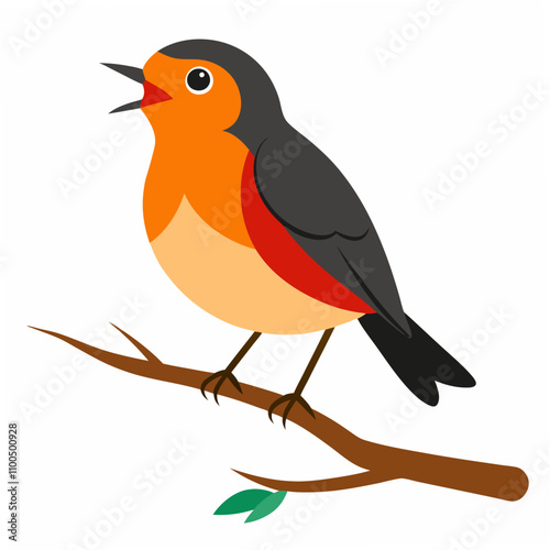 A delightful American Robin singing a melodious tune while perched gracefully on a tree branch, embodying the essence of nature.