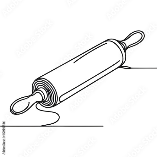 Rolling pin in minimalist line art style