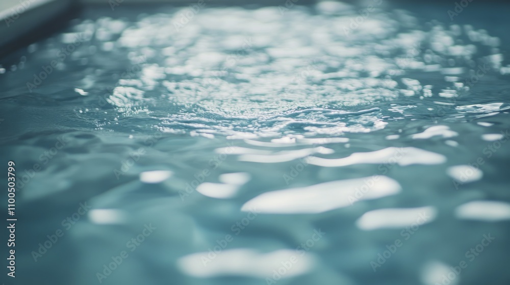 A close-up of a swimming pool’s water surface with ripples and reflections, indoor setting with soft overhead lighting, Minimalist style A close-up of a swimming pool’s water surface with ripples and reflections, indoor setting with soft overhead lighting, Minimalist style