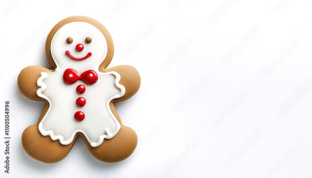 Fototapeta premium gingerbread man or woman is a biscuit or cookie usually in the shape of a stylized human being, although other shapes, especially seasonal themes - Christmas, Halloween, Easter - isolated on white