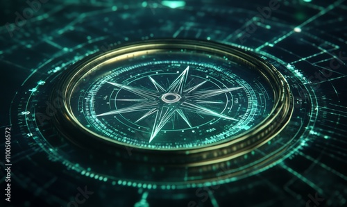 Wallpaper Mural Artistic depiction of a compass with digital enhancements suggesting strategic exploration in technology Torontodigital.ca