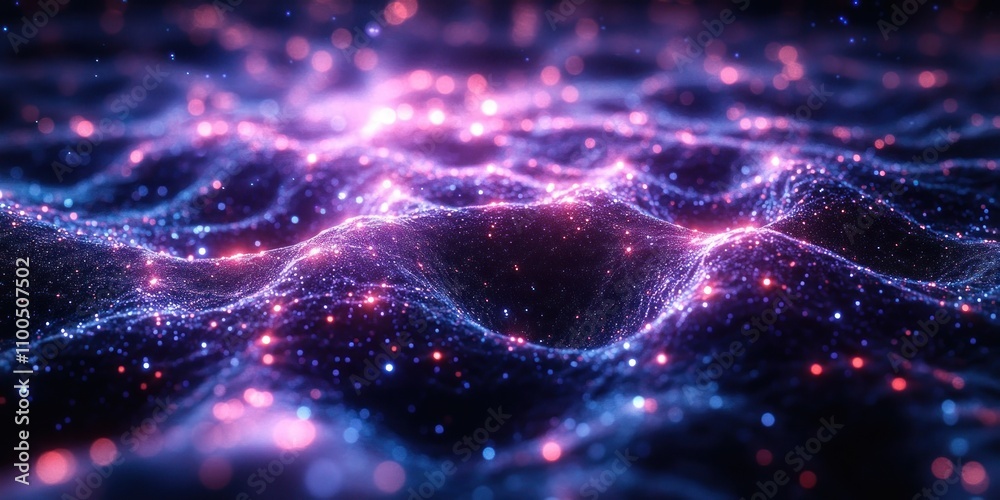 Obraz premium Abstract glowing particle wave background.