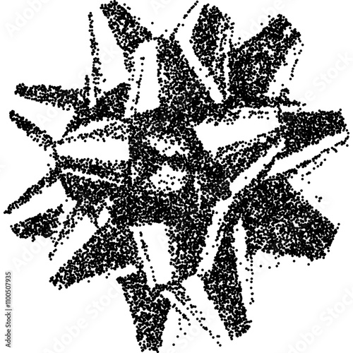 Bow with halftone stipple effect for grunge punk y2k collage design. Vintage photocopy style vector illustration. Grainy textured element in noisy gradation dotwork