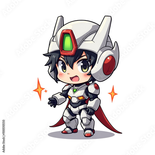 Chibi mecha boy character transparent background photo