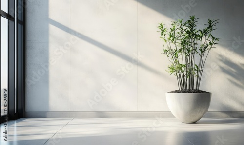 Minimalist Indoor Potted Plant in Modern Home Space
