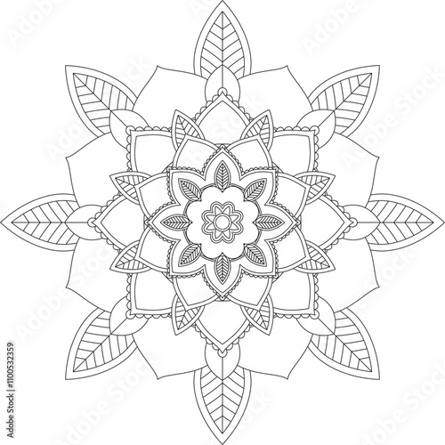 Mandala coloring book featuring simple Mehndi flower patterns, perfect for beginners, seniors, children; ethnic Indian-style designs.
