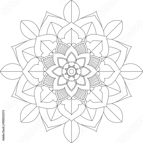 Mandala coloring book featuring simple Mehndi flower patterns, perfect for beginners, seniors, children; ethnic Indian-style designs.
