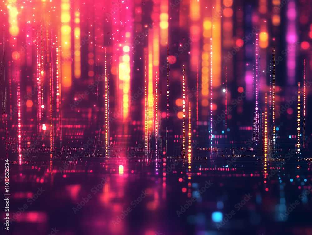 Obraz premium Vibrant abstract light patterns create a dynamic visual experience in a digital art setting