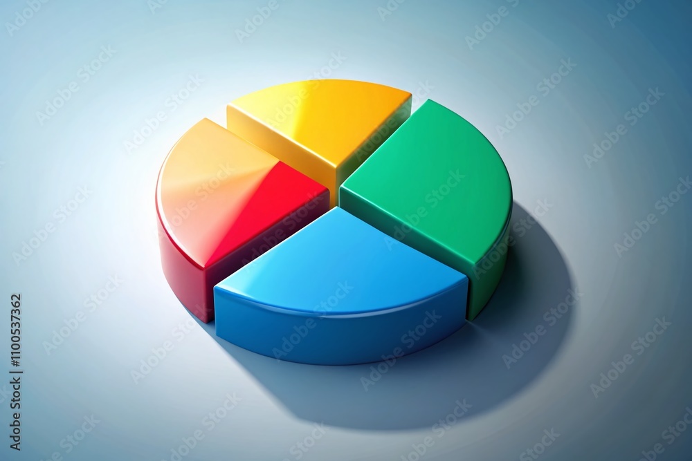Obraz premium 3D Isometric Pie Chart Diagram for Infographics in Three Segments for Reports and Presentations with Copy Space on the Left Side for Custom Text and Data Visualization