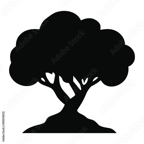 Black vector single tree silhouette icon isolated