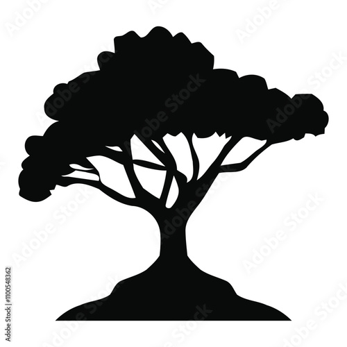 Black vector single tree silhouette icon isolated